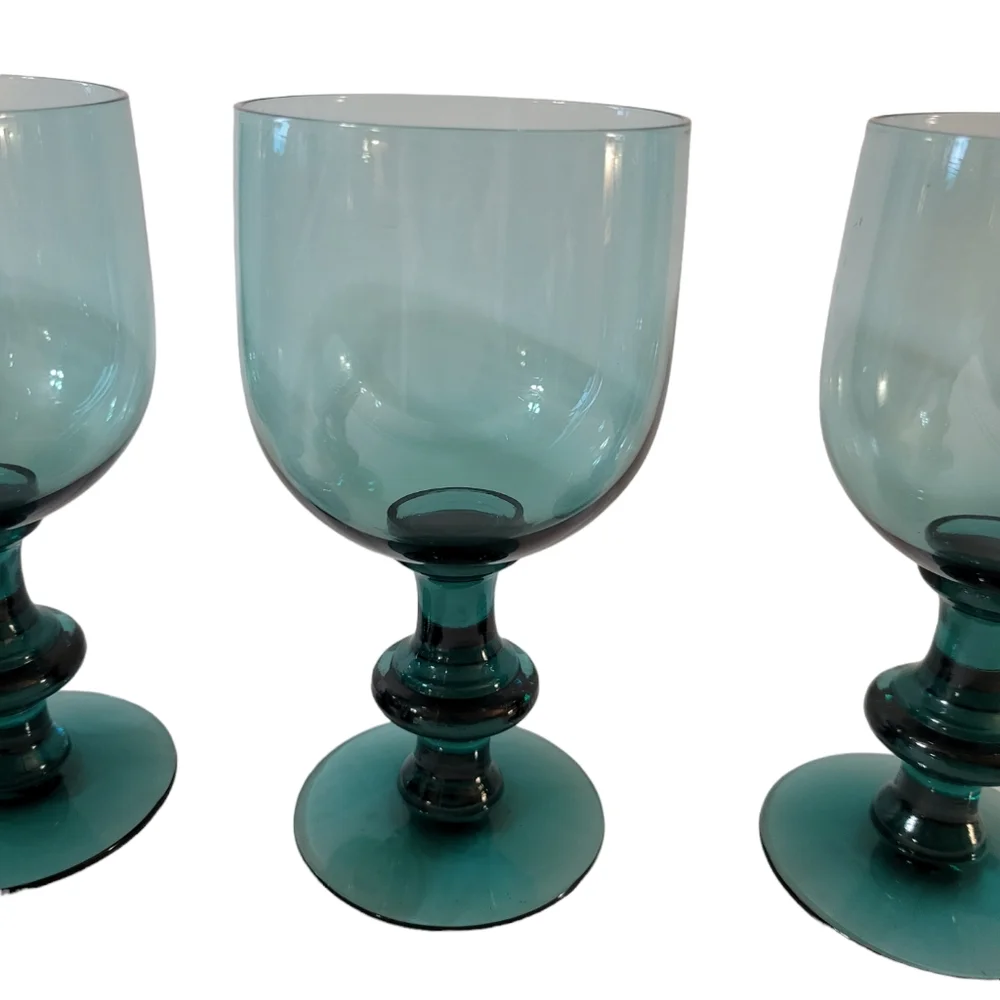 Heisey Yeoman Teal Goblets Set of 4